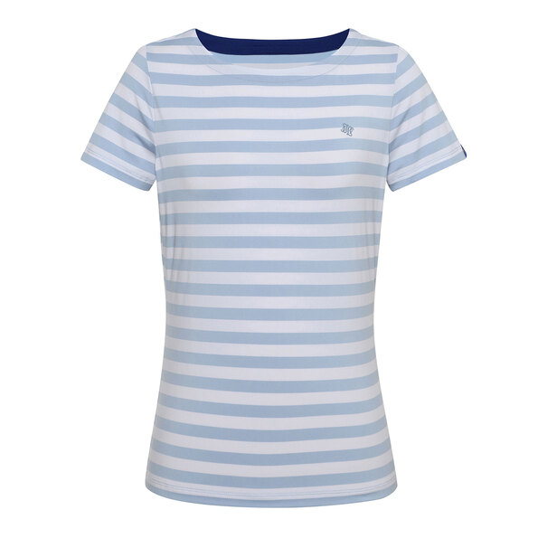 여성 스트라이프 보트넥 반팔 티셔츠(X2TSV6545LB)