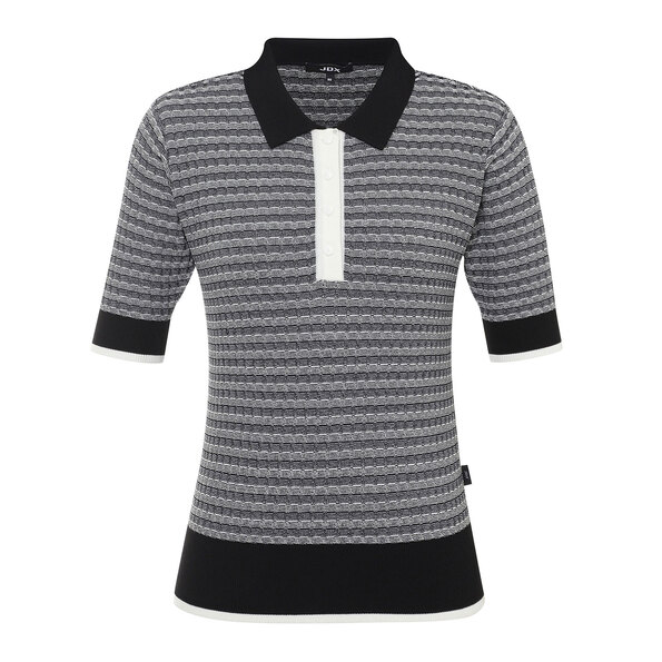 여성 패턴 반팔 스웨터(X2SPV6341BK)