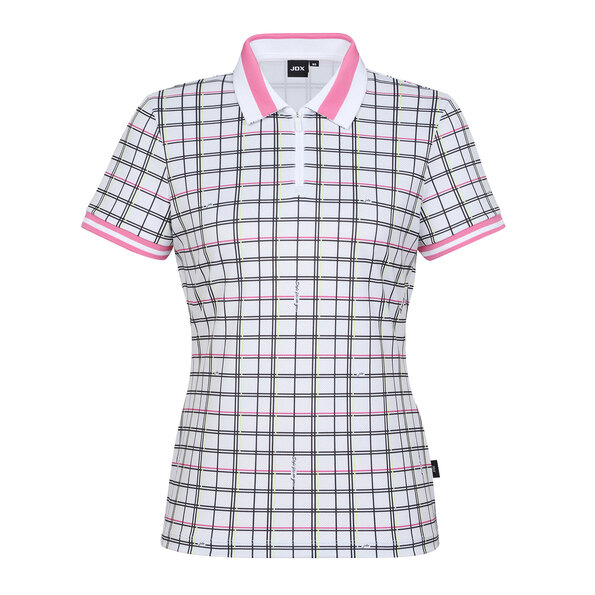 여성 시즌 체크 패턴 반집업 티셔츠(X2TSV6549WH)